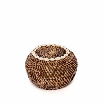 Caskets and boxes - The Colonial Peek-a-Boo Basket - Natural Brown - S - BAZAR BIZAR LIVING