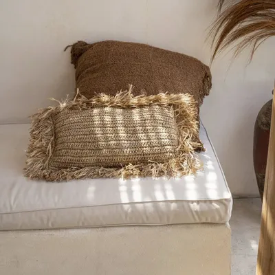Decorative objects - The Raffia Cushion Cover Rectangular - Natural - 30x50 - BAZAR BIZAR LIVING