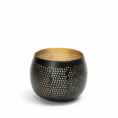 Candlesticks and candle holders - The Pierced Ball - Black Gold - S - BAZAR BIZAR LIVING