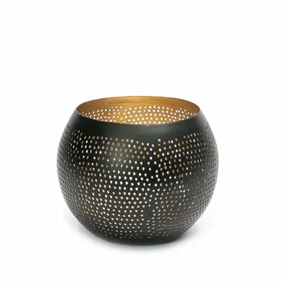 Candlesticks and candle holders - The Pierced Ball - Black Gold - M - BAZAR BIZAR LIVING