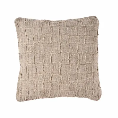 Cushions - The Linen Damier Cushion Cover - Natural - BAZAR BIZAR LIVING
