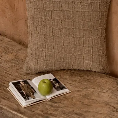 Cushions - The Linen Damier Cushion Cover - Natural - BAZAR BIZAR LIVING