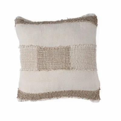 Cushions - The Linen Threads Cushion Cover - White Natural - BAZAR BIZAR LIVING
