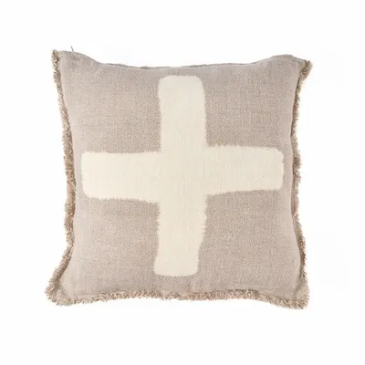 Coussins - La Housse de Coussin Ivory Cross - Blanc Naturel - 50x50 - BAZAR BIZAR LIVING
