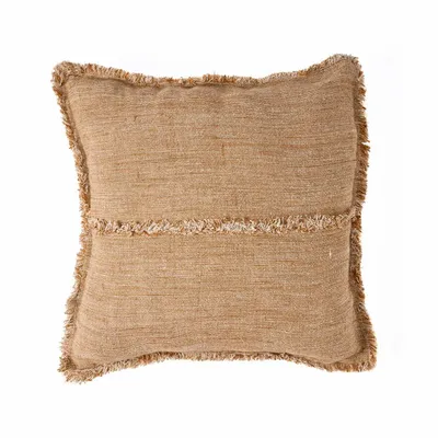 Cushions - The Sahara Fringe Cushion Cover - Natural Brown - 50x50 - BAZAR BIZAR LIVING
