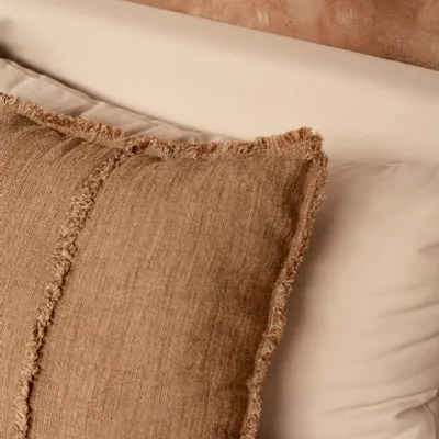 Cushions - The Sahara Fringe Cushion Cover - Natural Brown - 50x50 - BAZAR BIZAR LIVING