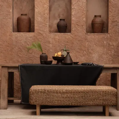 Table cloths - The Tuscany Tablecloth - Black Natural - 150x250 - BAZAR BIZAR LIVING