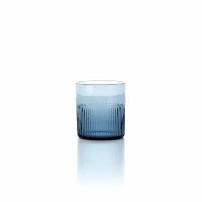 Glass - The Azure Rippled Low Tumbler - Blue - BAZAR BIZAR LIVING