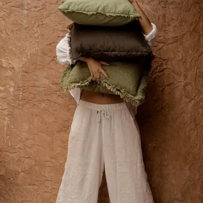 Cushions - The Jungle Fringe Cushion Cover - Green - BAZAR BIZAR LIVING