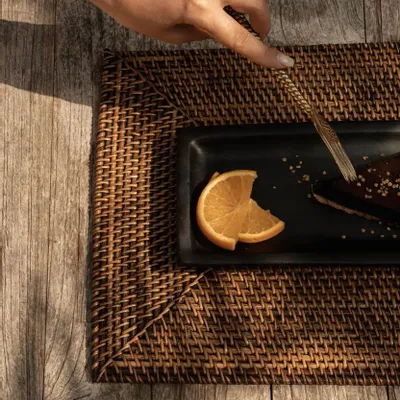 Placemats - The Colonial Rectangular Placemat - Natural Brown - BAZAR BIZAR LIVING