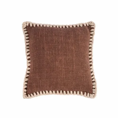 Coussins - La Housse de Coussin Espresso Edge - Marron Blanc - BAZAR BIZAR LIVING