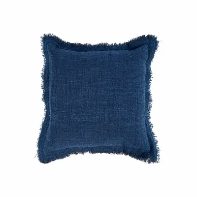 Coussins - La Housse de Coussin Azure Fringe - Bleu Indien - BAZAR BIZAR LIVING