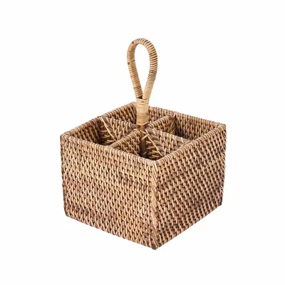 Storage boxes - The Rattan Cutlery Caddy N°4 - Natural Brown - BAZAR BIZAR LIVING