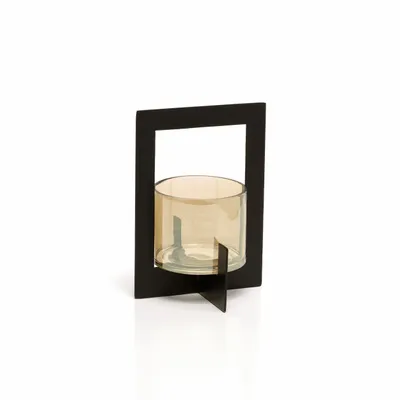 Bougeoirs et photophores  - Le Photophore Hurricane Framed - Noir - M - BAZAR BIZAR LIVING