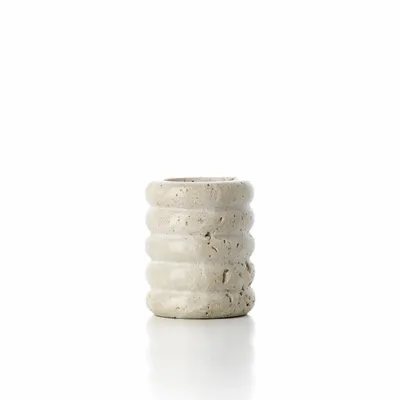 Bougeoirs et photophores  - Le Photophore Travertine Ripple T-Light - Beige - S - BAZAR BIZAR LIVING