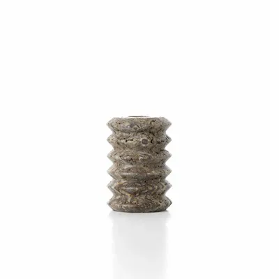 Candlesticks and candle holders - The Travertine Ripple Taper Candle Holder - Grey - S - BAZAR BIZAR LIVING