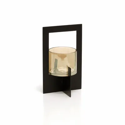 Candlesticks and candle holders - The Hurricane Framed Candle Holder - Black - L - BAZAR BIZAR LIVING