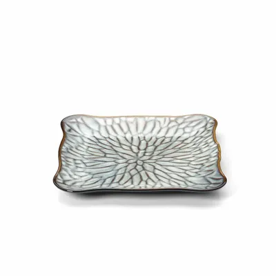 Everyday plates - The Lotus Ice Square Plate - Grey Brown - L - BAZAR BIZAR LIVING