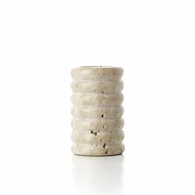 Bougeoirs et photophores  - Le Photophore Travertine Ripple T-Light - Beige - M - BAZAR BIZAR LIVING