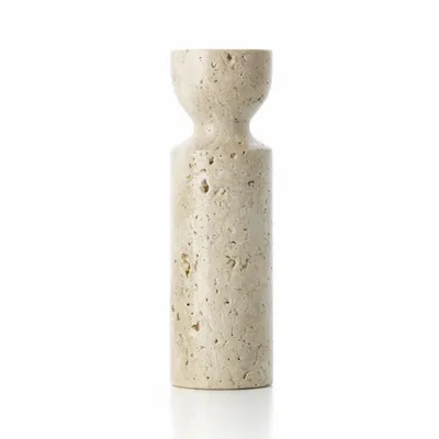 Bougeoirs et photophores  - Le Bougeoir Sablier en Travertin - Beige - M - BAZAR BIZAR LIVING