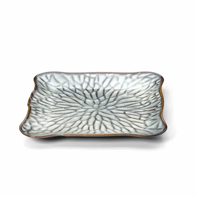 Everyday plates - The Lotus Ice Square Plate - Grey Brown - XL - BAZAR BIZAR LIVING