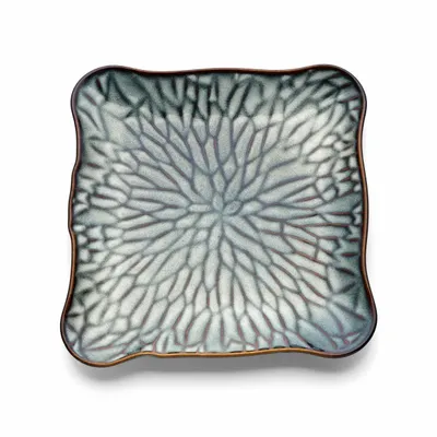 Everyday plates - The Lotus Ice Square Plate - Grey Brown - XL - BAZAR BIZAR LIVING