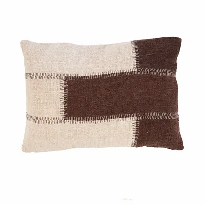 Cushions - The Cocoa Patchwork Cushion Cover - Natural Brown - BAZAR BIZAR LIVING