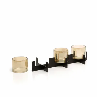 Candlesticks and candle holders - The Trio Noir Candle Holder - Black - BAZAR BIZAR LIVING