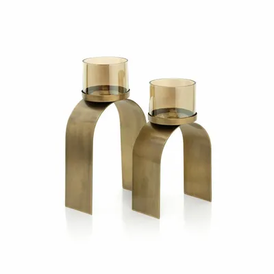Candlesticks and candle holders - The Bow Glow T-light Holder - Gold - SET/2 - BAZAR BIZAR LIVING