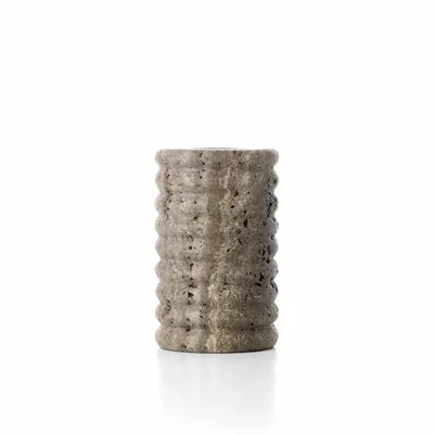 Candlesticks and candle holders - The Travertine Ripple Candle Holder - Grey - M - BAZAR BIZAR LIVING