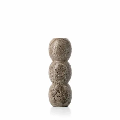 Candlesticks and candle holders - The Travertine Totem Taper Candle Holder - Grey - L - BAZAR BIZAR LIVING