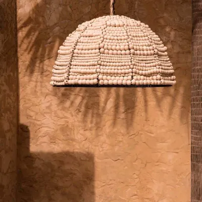 Blinds - The Wooden Bead Dome Pendant - Natural - BAZAR BIZAR LIVING