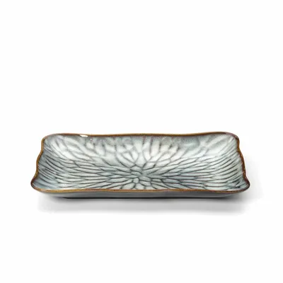 Everyday plates - The Lotus Ice Rectangular Plate - Grey Brown - L - BAZAR BIZAR LIVING