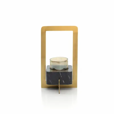 Candlesticks and candle holders - The Marbre d’Or Candle Holder - Gold Black - M - BAZAR BIZAR LIVING