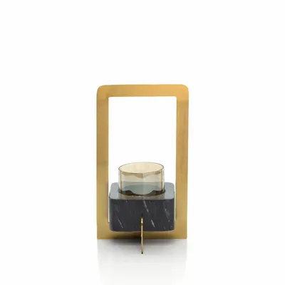 Candlesticks and candle holders - The Marbre d’Or Candle Holder - Gold Black - L - BAZAR BIZAR LIVING