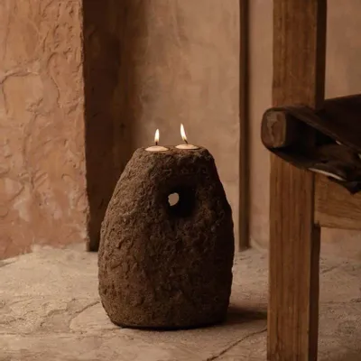 Bougeoirs et photophores  - Le Bougeoir Terra Totem - Marron - BAZAR BIZAR LIVING