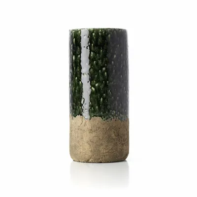 Vases - The Moss Cylinder Vase - Concrete Green - L - BAZAR BIZAR LIVING