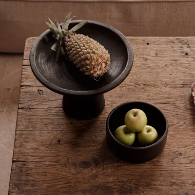 Platter and bowls - The Burned Cylinder Dish - Black - L - BAZAR BIZAR LIVING