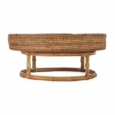 Platter and bowls - The Rattan Rise Tray - Natural Brown - BAZAR BIZAR LIVING