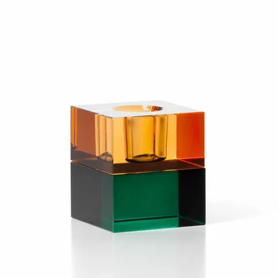 Bougeoirs et photophores  - Le Bougeoir Gem Blocks - Vert Ambre - BAZAR BIZAR LIVING