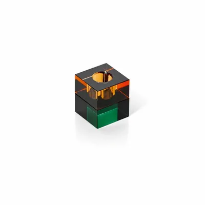 Bougeoirs et photophores  - Le Bougeoir Gem Blocks - Vert Ambre - BAZAR BIZAR LIVING
