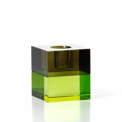 Bougeoirs et photophores  - Le Bougeoir Gem Blocks - Vert Fumé - BAZAR BIZAR LIVING