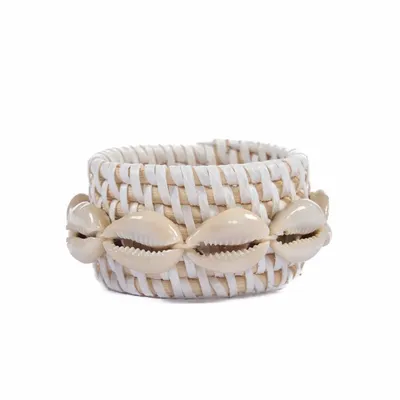 Kitchen utensils - The Rattan Shell Napkin Ring - White - BAZAR BIZAR LIVING