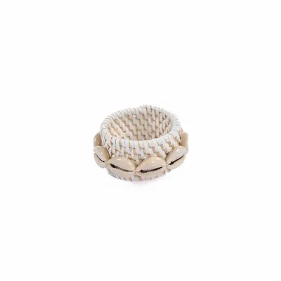 Kitchen utensils - The Rattan Shell Napkin Ring - White - BAZAR BIZAR LIVING
