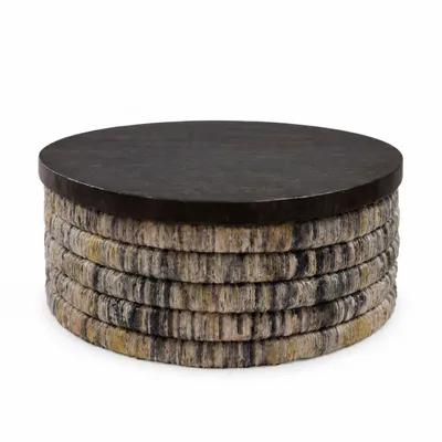 Coffee tables - Banana Round Grey Wash Magani Coffee Table - BAZAR BIZAR LIVING