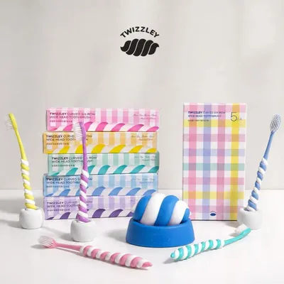 Caskets and boxes - TWIZZLEY Macaron Edition–5-Piece Curved Wide-Head Toothbrush Gift Set - TWIZZLEY