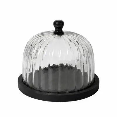 Food storage - Small black round tray with cover Pumkin - CHEHOMA