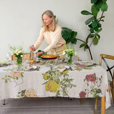 Torchons - Nappe en Lin 100% │ ROSES - LINOROOM 100% LINEN TEXTILES