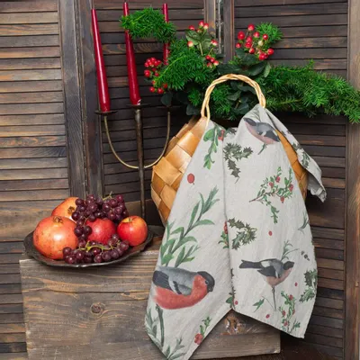 Linge d'office - BOUVREUIL d'HIVER ǀ  Torchons en 100% lin lavé - LINOROOM 100% LINEN TEXTILES