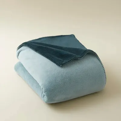 Plaids - Sage green/celadon blue bicolour fleece blanket - SYLVIE THIRIEZ